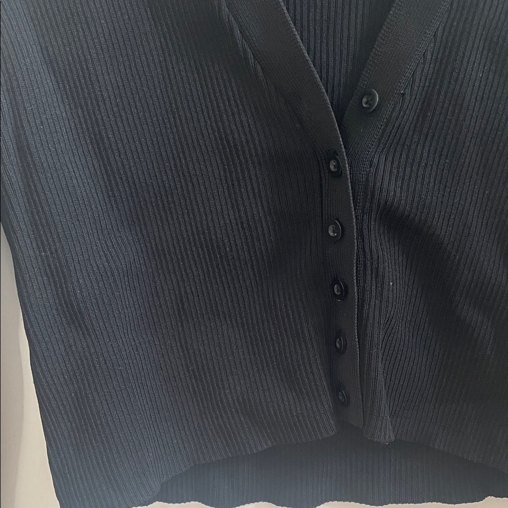 Black Ribbed Cropped Cardigan - Picture 4 of 4